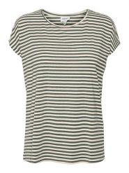 Vero Moda Koszulka "Ava" w kolorze kremowo-zielonym rozmiar: M. Brązowe bluzki damskie Vero Moda, m, bez wzorów, z lyocellu, bez kołnierzyka, bez ramiączek. Za 78.84 zł.