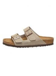 Birkenstock Skórzane klapki "Arizona" w kolorze szarobrązowym rozmiar: 41. Brązowe klapki damskie Birkenstock, bez wzorów, bez obcasa. Za 239.95 zł.