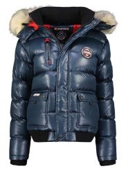 ANAPURNA Kurtka zimowa "Bugsana" w kolorze granatowym rozmiar: L. Niebieskie kurtki damskie ANAPURNA, na zimę, l, z aplikacjami, prążkowane, bez kaptura. Za 358.48 zł.