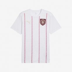 Koszulka piłkarska przedmeczowa Puma Manchester City 24/25. Bluzki damskie Puma, s, bez wzorów, z materiału, sportowe, bez kołnierzyka, bez ramiączek. Za 319.99 zł.
