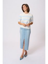 Kaffe Koszulka dzianinowa w kolorze kremowym rozmiar: XL. Brązowe bluzki damskie Kaffe, xl, bez wzorów, z dzianiny, bez kołnierzyka, bez ramiączek. Za 63.95 zł.