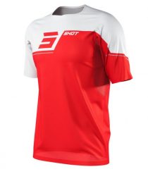 Koszulka rowerowa MTB z krótkim rękawem dla dorosłych Shot Revolt. Białe t-shirty sportowe męskie SHOT RACE GEAR, s, z materiału, bez ramiączek, rowerowe. Za 127.50 zł.