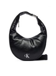 Calvin Klein Torebka Buckle Convertible Small Hobo LV04F3512G Czarny. Czarne torebki klasyczne damskie CALVIN KLEIN, bez wzorów, ze skóry, bez dodatków. Za 529.99 zł.