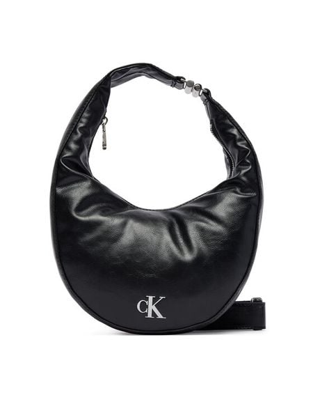 Calvin Klein Torebka Buckle Convertible Small Hobo LV04F3512G Czarny. Czarne torebki klasyczne damskie CALVIN KLEIN, bez wzorów, ze skóry, bez dodatków. Za 529.99 zł.