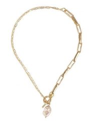 Otazu Pozłacany naszyjnik z perełką Swarovski - dł. 41 cm rozmiar: onesize. Żółte naszyjniki damskie Otazu, pozłacane. Za 201.95 zł.