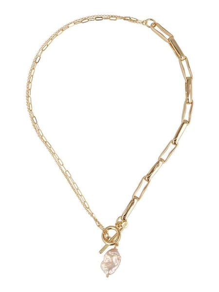 Otazu Pozłacany naszyjnik z perełką Swarovski - dł. 41 cm rozmiar: onesize. Żółte naszyjniki damskie Otazu, pozłacane. Za 201.95 zł.