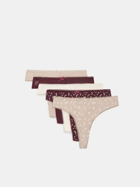 Majtki stringi 5 pack - wielobarwny. Stringi damskie Sinsay, l, bez wzorów, z bawełny. Za 35.99 zł.