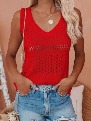 Milan Kiss Top dzianinowy w kolorze czerwonym rozmiar: XL. Czerwone topy damskie Milan Kiss, xl, bez wzorów, z dzianiny, bez kołnierzyka. Za 70.24 zł.