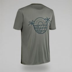 Koszulka UV surfingowa męska Olaian Water T-shirt krótki rękaw. Szare t-shirty męskie OLAIAN, m, bez wzorów, z dzianiny, bez kołnierzyka. Za 49.99 zł.