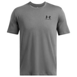 Koszulka Under Armour Sportstyle Left Chest. Szare t-shirty sportowe męskie Under Armour, bez ramiączek, do biegania. Za 89.00 zł.