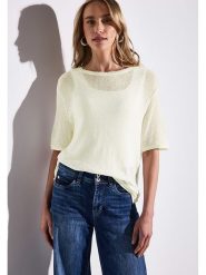 Street One Sweter w kolorze kremowym rozmiar: 42. Brązowe swetry klasyczne damskie Street One, ze splotem, bez kołnierzyka. Za 114.17 zł.