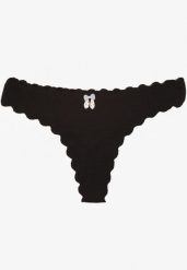 Czarne Bawełniane Majtki Stringi z Prążkowanej Tkaniny Eziane. Czarne stringi damskie Born2be, l, bez wzorów, z bawełny. Za 9.99 zł.