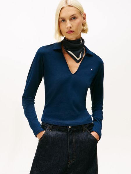 Tommy Hilfiger koszulka z długim rękawem Kobiety Bawełna niebieski, L. Niebieskie t-shirty damskie Tommy Hilfiger, l, bez wzorów, z bawełny, bez kołnierzyka. Za 279.95 zł.