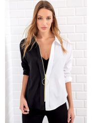 Trend Alacati Bluzka w kolorze czarno-białym rozmiar: S. Białe bluzki damskie Trend Alacati, s, bez wzorów, bez kołnierzyka, bez ramiączek. Za 73.99 zł.