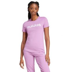 Koszulka damska adidas Loungewear Essentials Slim Logo Tee. Niebieskie t-shirty damskie Adidas, xs, bez wzorów, bez kołnierzyka. Za 85.00 zł.
