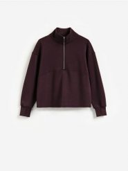 Bluza z dodatkiem modalu - ciemnofioletowy. Fioletowe bluzy bez kaptura damskie Reserved, l, z dzianiny. Za 129.99 zł.