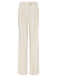 LeGer Spodnie "Edina" w kolorze kremowym rozmiar: 40. Brązowe spodnie materiałowe damskie LeGer, bez wzorów, z materiału, z podwyższonym stanem. Za 135.49 zł.