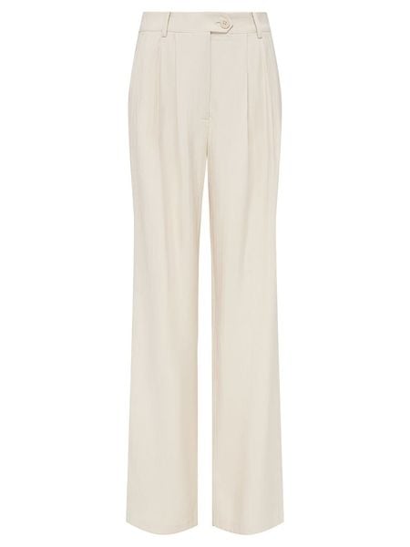 LeGer Spodnie "Edina" w kolorze kremowym rozmiar: 36. Brązowe spodnie materiałowe damskie LeGer, bez wzorów, z materiału, z podwyższonym stanem. Za 143.90 zł.