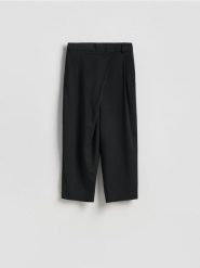 Spodnie z wełną - czarny. Czarne spodnie materiałowe damskie Reserved, bez wzorów, z tkaniny. Za 179.99 zł.