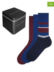 Falke Skarpety antypoślizgowe (3 pary) "Happy Box" w kolorze granatowo-czerwonym rozmiar: 39-42. Czerwone skarpetki męskie Falke, bez wzorów. Za 61.02 zł.
