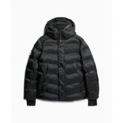 Kurtka narciarska Superdry. Czarne kurtki narciarskie i snowboardowe damskie Superdry., s, bez wzorów, z materiału, bez kaptura, narciarskie. Za 1,174.70 zł.