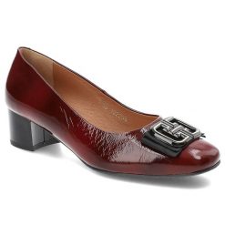 Bordowe Czółenka Clasicco Damskie Eleganckie Obuwie. Czerwone czółenka damskie Clasicco, bez wzorów, ze skóry, bez obcasa. Za 319.00 zł.