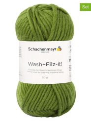 Schachenmayr since 1822 Przędza wełniana (10 szt.) "Wash+Filz-it!" w kolorze zielonym - 10 x 50 g rozmiar: onesize. Zielone kapcie damskie Schachenmayr since 1822, z wełny. Za 86.99 zł.