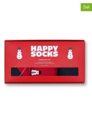 Happy Socks Skarpety (3 pary) "Snowman" w kolorze granatowo-czerwonym rozmiar: 36-40. Czerwone skarpetki męskie Happy Socks, bez wzorów, prążkowane. Za 73.99 zł.
