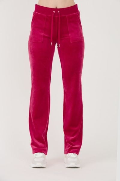 JUICY COUTURE Czerwone damskie spodnie dresowe Del Ray Pocketed Pant, Rozmiar S. Czerwone spodnie dresowe damskie Juicy Couture, s, bez wzorów, z dresówki. W wyprzedaży za 285.99 zł.