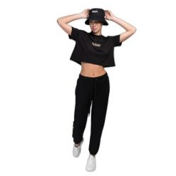 Krótka koszulka damska Lonsdale Aultbea. Czarne t-shirty damskie Lonsdale, bez wzorów, bez kołnierzyka. Za 136.50 zł.
