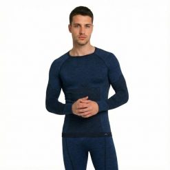 Koszulka termoaktywna męska Risalti Maglia Termica z wełną merino. Niebieskie bielizna termoaktywna męska Aulp, m, bez wzorów, z wełny. W wyprzedaży za 179.99 zł.