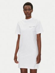 KARL LAGERFELD Sukienka codzienna A2W13036 Biały Regular Fit. Białe sukienki damskie Karl Lagerfeld, na co dzień, m, bez wzorów, z bawełny, bez kołnierzyka, bez ramiączek, proste. Za 309.99 zł.