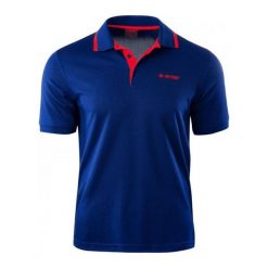 Koszulka polo męska Hi-Tec Site - niebieska, Rozmiar M. Niebieskie koszulki polo męskie Hi-tec, m, bez wzorów, z poliesteru, bez ramiączek. Za 59.99 zł.