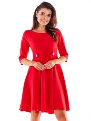 Awama Sukienka w kolorze czerwonym rozmiar: M. Czerwone sukienki damskie Awama, m, bez wzorów, bez kołnierzyka, bez ramiączek, mini, rozkloszowane. Za 149.66 zł.