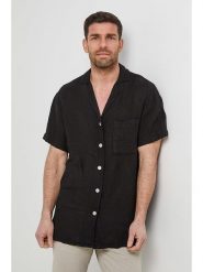 Rodier Lin Lniana koszula w kolorze czarnym rozmiar: XL/XXL. Czarne koszule męskie Rodier Lin, xl, bez wzorów, ze lnu, bez kołnierzyka, bez ramiączek. Za 140.53 zł.