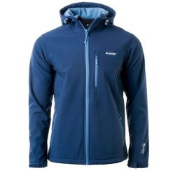 Kurtka męska Softshell Hi-Tec Caen - niebieska, Rozmiar L. Niebieskie kurtki męskie Hi-tec, l, bez wzorów, z polaru, bez kaptura. Za 184.99 zł.