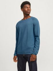 Jack & Jones Sweter w kolorze niebieskim rozmiar: M. Niebieskie swetry męskie Jack & Jones, m, bez wzorów, bez kołnierzyka. Za 92.64 zł.