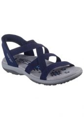 Sandały SKECHERS REGGAE SLIM Niebieski. Niebieskie sandały damskie Skechers, bez wzorów, z materiału, bez obcasa. Za 374.00 zł.