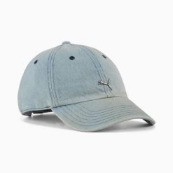 Czapka z daszkiem unisex Puma WARDROBE ESS METAL niebieska 02596807. Niebieskie czapki męskie Puma, bez wzorów, z bawełny, eleganckie. Za 93.48 zł.