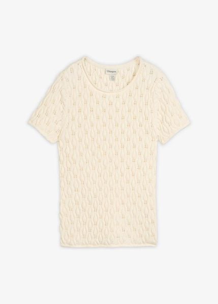 Sweter ażurowy z bawełny. Białe swetry klasyczne damskie bonprix, z bawełny, bez kołnierzyka. Za 54.99 zł.