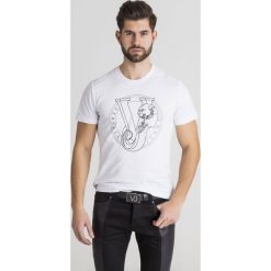 T-SHIRT VERSACE JEANS. Białe t-shirty męskie Versace Jeans, l, bez wzorów, z bawełny, bez kołnierzyka. Za 185.40 zł.