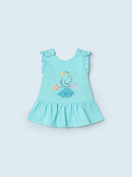 Mayoral Sukienka codzienna 1823 Niebieski Regular Fit. Niebieskie sukienki dziewczęce Mayoral, bez wzorów, z bawełny, bez ramiączek. Za 69.99 zł.