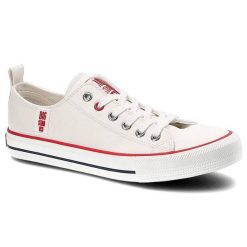 Białe Trampki Big Star Modne Buty Damskie Półbuty. Białe półbuty damskie Big Star, bez wzorów, ze skóry ekologicznej, retro, bez obcasa, na płaskiej podeszwie. Za 119.00 zł.