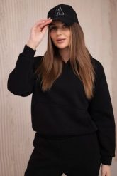 Komplet ocieplany z bluzą wiązaną u dołu czarny. Czarne bluzy z kapturem damskie KESI, l, z bawełny. Za 388.89 zł.