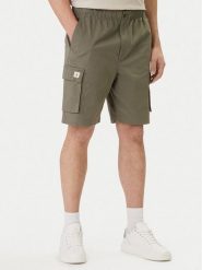 Calvin Klein Jeans Szorty materiałowe LV04RB618G Khaki Regular Fit. Brązowe szorty męskie Calvin Klein Jeans, z bawełny, bez kołnierzyka. Za 369.99 zł.