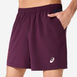 Spodenki do padla męskie ASICS Padel Court 17 cm. Brązowe szorty męskie Asics, z materiału, bez kołnierzyka. Za 179.99 zł.