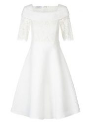 APART Sukienka w kolorze kremowym rozmiar: 42. Białe sukienki damskie Apart, bez wzorów, z koronki, bez kołnierzyka, bez ramiączek, midi, rozkloszowane. Za 305.29 zł.