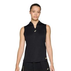 Damski tank top Asics. Czarne topy damskie Asics, bez wzorów, bez kołnierzyka. Za 187.00 zł.