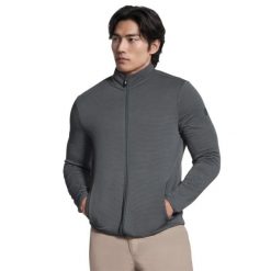 Bluza dresowa sportowa męska The Hoodless Hoodie Ottoman Jacket. Zielone bluzy bez kaptura męskie Skechers, bez wzorów, z dresówki, sportowe, bez kołnierzyka, bez ramiączek. Za 219.99 zł.