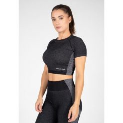Selah Bezszwowe Crop Top - Czarny. Czarne topy sportowe damskie GORILLA WEAR, bez wzorów, bez ramiączek. Za 229.00 zł.